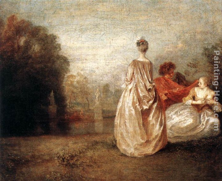 Two Cousins painting - Jean-Antoine Watteau Two Cousins art painting